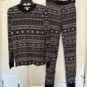 Victoria's Secret Festive Black and White Thermal Pajama set size XS